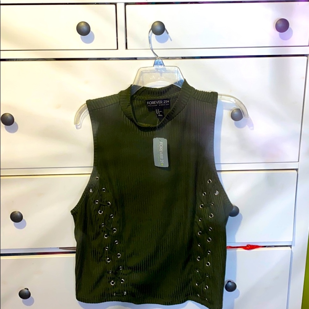 Forever 21 PLUS SIZE Olive Ribbed Top